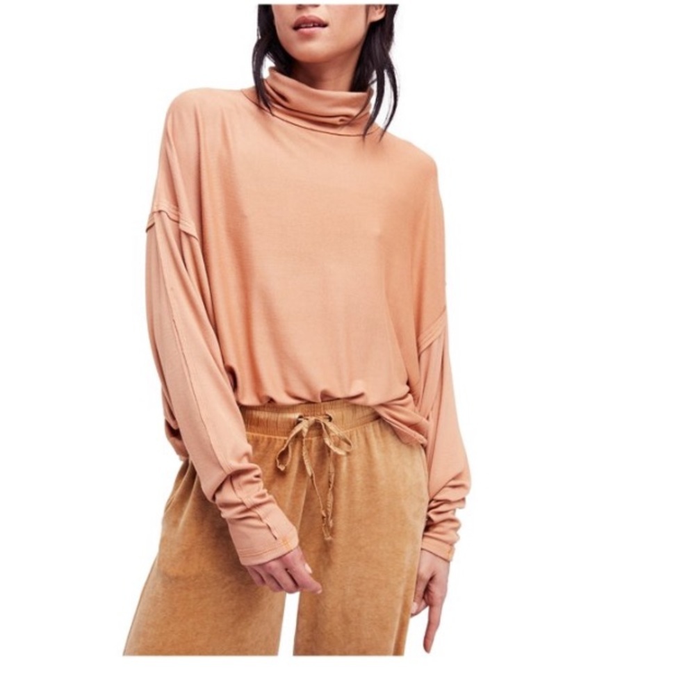 Free People Womens Turtleneck ribbed long sleeve